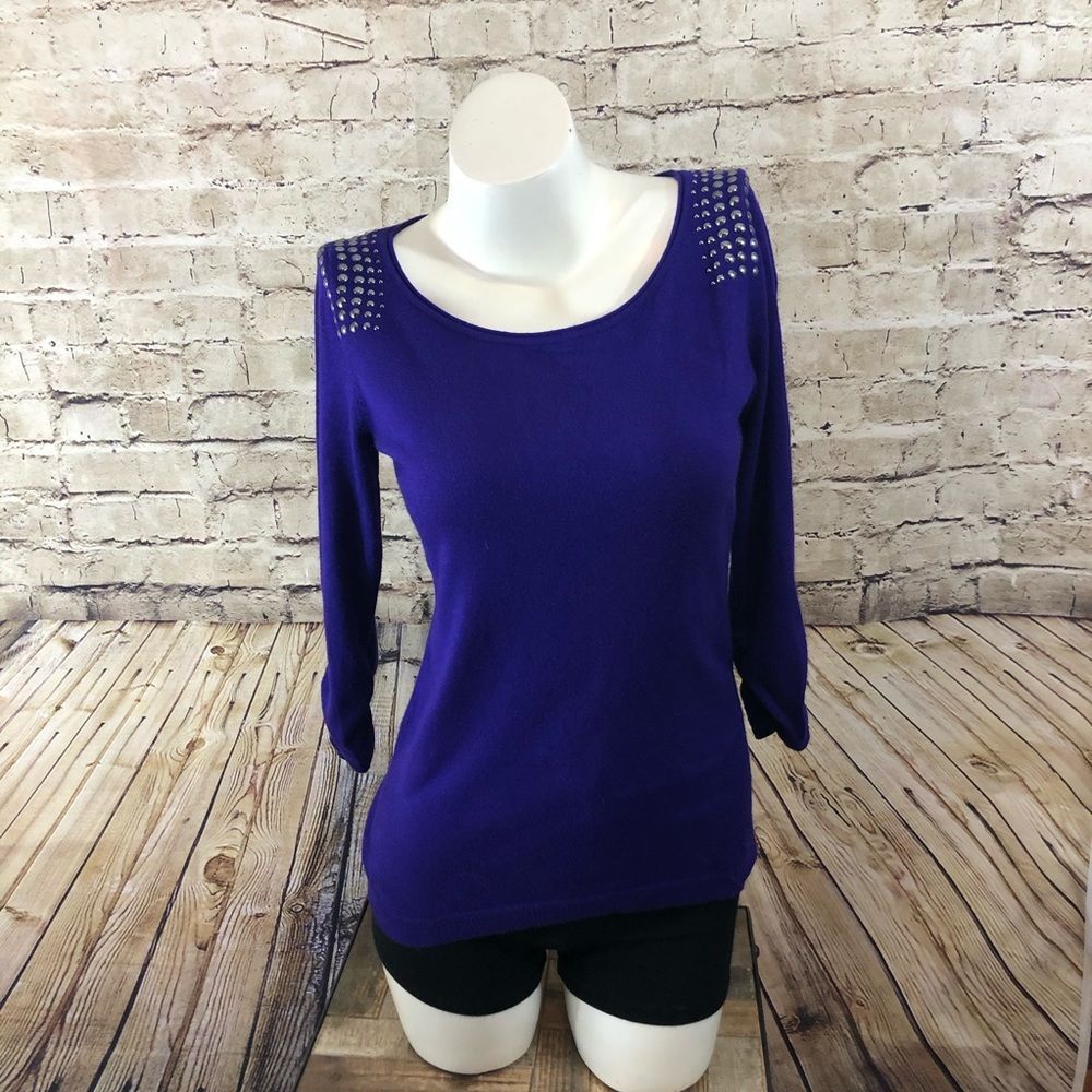 Express purple shoulder detail sweater size medium